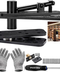 Heavy Duty Hidden Door Pivot Hinge For 360 Degree Rotation, 573 Lb Load Bearing, Stainless Steel Concealed Door Hardware By Tuykay shown with installation kit.