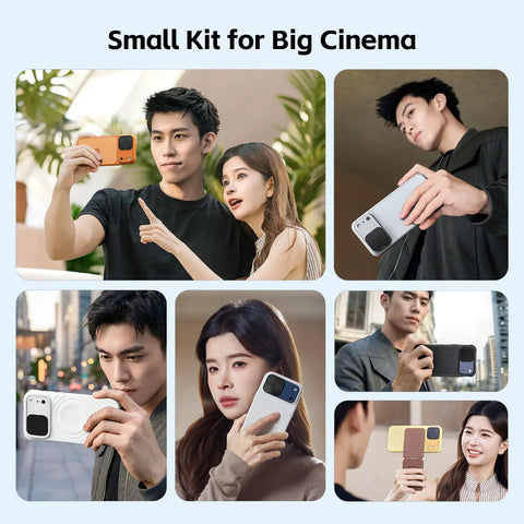 People using Magnetic Lens Filter Kit For iPhone 17 Pro Max With Base Mount Black Mist Diffusion Quarter Filter in social settings.