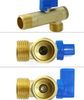 Automatic Timed Condensate Drain Valve Two Pack One Half Inch AC 110V brass valve with blue handle from different angles