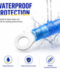 Hella Waterproof 150 Piece Heat Shrink Wire Connectors Kit Automotive Marine Electrical Terminals Assortment with ring terminal in water.