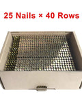 Box of Rugged 3 Inch Framing Nails For 21 Degree Framing Nailer Smooth Shank Plastic Collated 1000 Count Box open showing contents