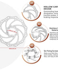 Six Bolt 160mm Disc Brake Rotor For Mountain Bikes Stainless Steel Built To Last, Rust Resistant, with design highlights