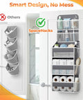 Five Tier Over The Door Organizer With Mesh Pockets For Grab And Go Closet Bathroom And Bedroom Storage adjustable product