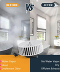Comparison of bathroom before and after using Upgraded Quiet Bathroom Exhaust Fan Motor Replacement for Universal Ceiling Vent Fans.