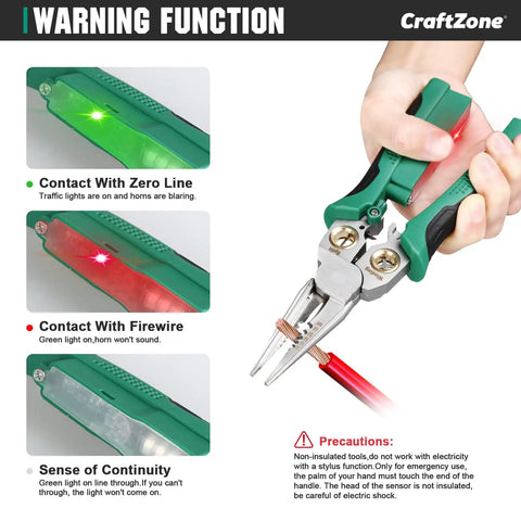 Eight In One Wire Stripper With Voltage Tester For DIY Electricians demonstrating non contact voltage detection