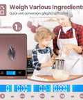 Digital Kitchen Scale for Pro Grade Precision in Cooking and Baking, Rose Gold Waterproof Stainless Steel, on counter