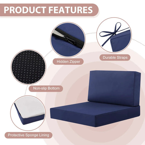 7 Piece Outdoor Patio Cushions Set For Four Seat Sectional Replacement Deep Seat Cushions With Waterproof Fabric Navy Blue