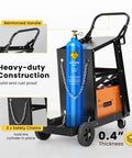 Sturdy Three Tier Rolling Welding Cart With Upgraded Wheels And Tank Storage For TIG MIG Welder And Plasma Cutter Black Finish Built To Haul 220 Lbs Heavy Duty Shop Must Have with safety chains and reinforced handle