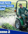 Farmer using Boss Six Nozzle Polyethylene Sprayer Boom on tractor in field, spraying crops with 7.5 ft coverage, Scene 2.