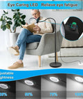 Elderly man reading with Lighted Floor Magnifier With Stand Featuring 10X And 20X Lenses, 36 LED Gooseneck Lamp.