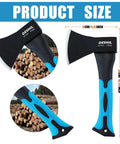 Rugged Workhorse 10 Inch Outdoor Hatchet For Camping Use Forged Carbon Steel Heat Treated With Fiberglass Handle In Blue