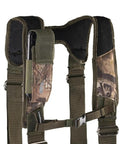 Close-up of Three Bag Tool Bag Set With Suspenders In Mossy Oak Camo Heavy Duty 1680D Poly Fabric LoadBear Stretch Suspension