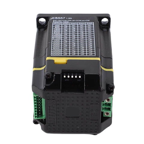 Front view of high performance stepper motor with encoder for CNC control and closed loop servo motion controller, ABS aluminum housing.