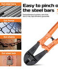 24-Inch Heavy-Duty Bolt Cutter For Cutting Fence, Steel Wire, Chain, Screws, Rivets, And Padlocks with grip handle
