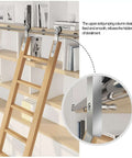 Installed Stainless Steel Sliding Barn Door Kit With Retractable Library Ladder Full Track Set on bookshelves