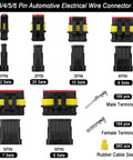 1008Pcs 63 Set Waterproof Automotive Electrical Connectors Kit with various pin and terminal options displayed