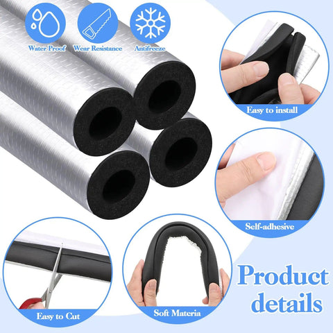 4 Pack Self Adhesive Pipe Wrap Foam Tubes For Winterizing And Irrigation Systems Like Sprinklers Spigots And Water Heaters 1.3 Feet Each Total 5.2 Feet Cut To Fit 1 Inch Pipes Easy No Fuss Install product details