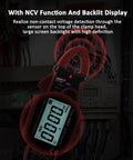Clamp Meter Multimeter With Non Contact Voltage Tester For 2A AC DC, Amp Clamp Meter with backlit LCD display in use