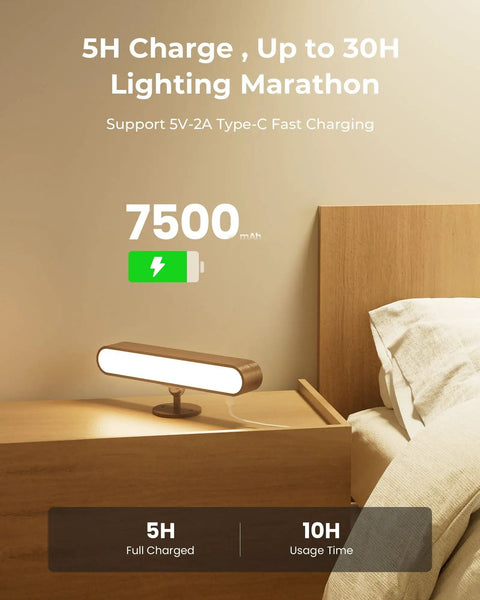 Solid Upgrade Set Of Two Rechargeable Walnut Wood Wall Sconces With Magnetic Mount And Remote Control Featuring 15 Rgb Colors 360 Degree Rotate Dimmable Led Bedside Lamps That Hits Different For Bedroom Decor And Living Room Vibes, showing a walnut lamp on a nightstand.