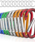 Badass 3 Inch Aluminum Carabiner Clips Packing Nifty Spring Snap Hooks And Slick Steel D Rings For Your Hella Durable Dog Leashes Camping Tents And Daily Loadouts 10 Piece Bundle with colorful clips and metal rings.