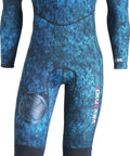 Tokugawa 3mm Wetsuit For Spearfishing And Freediving With Blue Camouflage Nylon One Piece, Training Suit Built For Blue Water Training And Pool Practice, Lightweight Flexible Fit Size XL