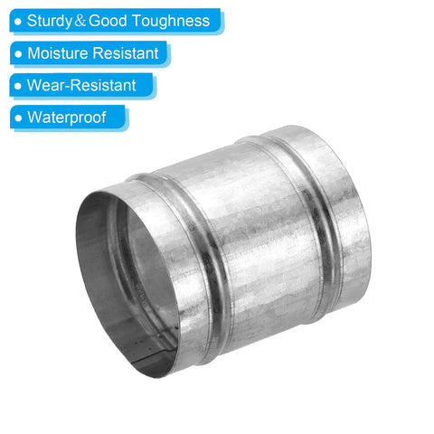 90mm 3.5 Inch Duct Connector Galvanized Steel Duct Coupling Vent Coupler With Clamps For HVAC Exhaust Fans And Dryer Vent Systems Hose Extension 4 Inch Long Durable Silver Tone, galvanized steel duct connector