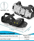 Pre Assembled Lawn Aerator Shoes For Grass With Aluminum Base, Adjustable Velcro Straps, Medium Size Black with Size Chart