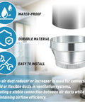 8 Inch To 6 Inch Duct Reducer Increaser Galvanized Steel Air Duct Adapter Round Crimped Pipe Connector Fitting Coupling For HVAC Ventilation Systems For Smooth Duct Transitions In Any Setup Easy Install No Fuss, galvanized duct reducer