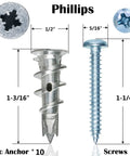 Built Tough Zinc Self Drilling Drywall Anchors Kit With 10 No 8 X One And A Quarter Inch Screws Phillips design shown
