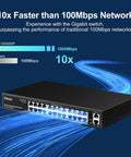 26-Port Gigabit PoE Switch With 24 PoE Ports And 2 Uplink Ports, Unmanaged Ethernet Switch With 320W Power, sleek design