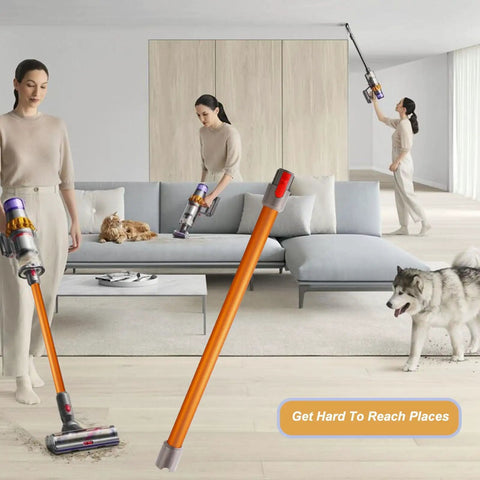 Replacement Wand Tube For Dyson V15 V11 V10 V8 V7 Cordless Vacuum Cleaners 28.7 Inch Orange Extension Tube in living room use