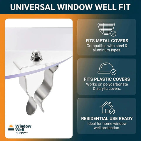 Heavy Duty Spring Clips Hardware Kit For Window Well Covers Outdoor Installation With Universal Fit metal clip close-up