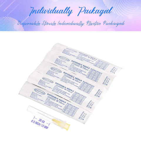 Individually packaged 30 Gauge 1/2 Inch Luer Lock Disposable Needles Pack Of 100 For Lab Use with blister seal