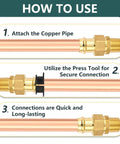 How to use 50 Pack Three Quarter Inch Copper Press Male Npt Fittings Premium Lead Free Brass Union Couplings with copper pipes.