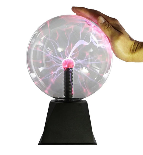 Hand touching 8 Inch Plasma Ball Light Interactive Touch Responsive Orb Lamp For Desk And Office Dope Sound Reactive Science Gadget