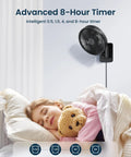 8.5 Inch Wall Mounted Oscillating Fan With Remote And Timer Ultra Quiet 4 Speed Options for bedroom cooling above sleeping child