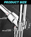 Adjustable Shower Head Holder For Handheld Showers With 360 Degree Swivel Ball Joint Chrome ABS Bracket Mount For Shower Arm And Hose Durable No Fuss Install Premium Build Quality, 3.4 in chrome mount with 1/2 inch IPS inlet and outlet