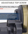 Adjustable top screw of Heavy Duty Portable Electric Hydraulic Rebar Cutter for precise cutting of 4 to 25mm steel bars.