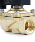 Close-up of Three Quarter Inch Brass Solenoid Valve 24V DC Normally Closed Heavy Duty Electric Valve For Water Air Diesel