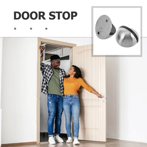 Stainless Steel Door Stopper Two Pack No Drill Half Dome Floor Bumper For Living Room And Bedroom Anti Collision Door Guard To Stop Slams