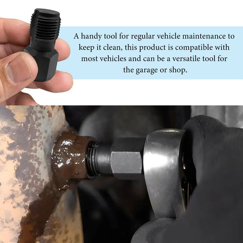 Hand holding O2 Sensor Thread Repair Kit With M18 X 1.5 And M12 X 1.25 Adapters during vehicle maintenance.