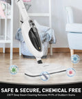Heavy Hitting 10 In 1 Steam Mop With Detachable Handheld Unit and 3 Reusable Microfiber Pads for quick chemical free cleaning.