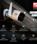 ColorPro 2K QHD Outdoor Camera With Daylight Clarity At Night Plug In PoE 127 Degree View in weatherproof mounting
