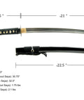 Unsharpened Stainless Steel Wakizashi Iaito For Iaido Practice, 21 Inch Blade With Bo Hi Fuller, sword and black saya