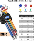 Premium 18 Piece Allen Wrench Set With SAE And Metric Hex Keys In A Portable Case, color-coded and labeled, durable steel