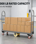 Hella Sturdy Platform Truck With 2000 Pound Capacity And Smooth Six Wheel Rolling Durable Steel Deck Material Handling Cart with boxes