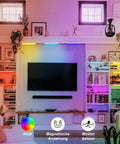 Living room with 24 LED RGBW Under Cabinet Light With Motion Sensor And USB Rechargeable Battery Color Changing Mood Lighting