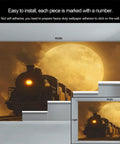 Massive Wall Mural 196 Inch By 118 Inch Silk Cloth Wallpaper Not Peel And Stick Vintage Locomotive HD Photo For Bedroom