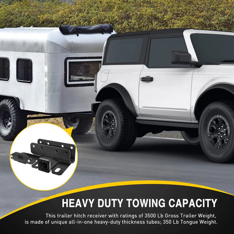 2 Inch Rear Trailer Hitch Receiver Kit For Ford Bronco 2021 Through 2026 2 Door And 4 Door Excludes Bronco Sport Black