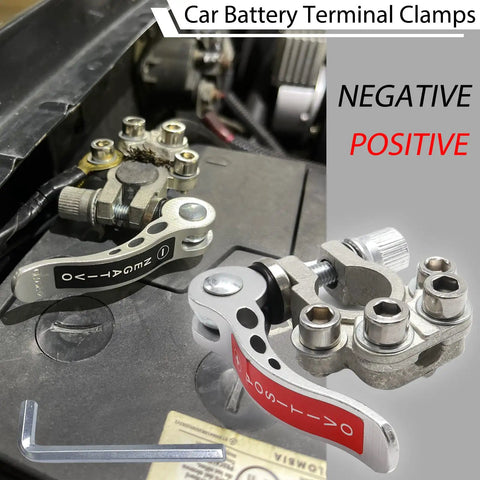 Two Pack Battery Terminal Wire Clamp Kit With Quick Release Disconnect For 12V And 24V Cars, Four Post Wire Connections